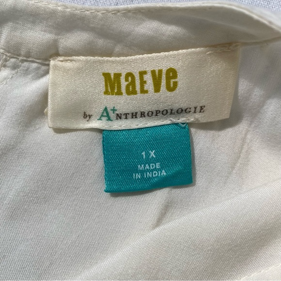 Anthropologie Maeve Ivory Cotton Sleeveless Tunic with Gold Sequins Size 1X - Picture 3 of 10